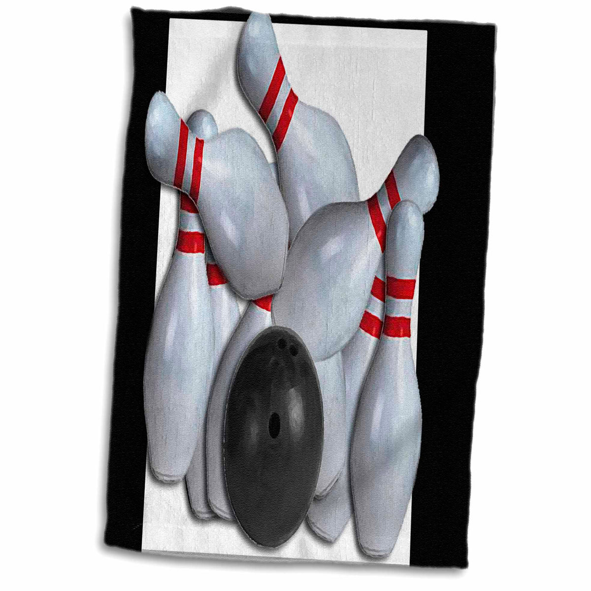 3dRose Beverly Turner Sports Design - Bowling Ball and Pins - Towels (twl-16304)