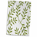 3dRose PS Creations - Olive Green and White Chic Leaves - Towels (twl-164483)