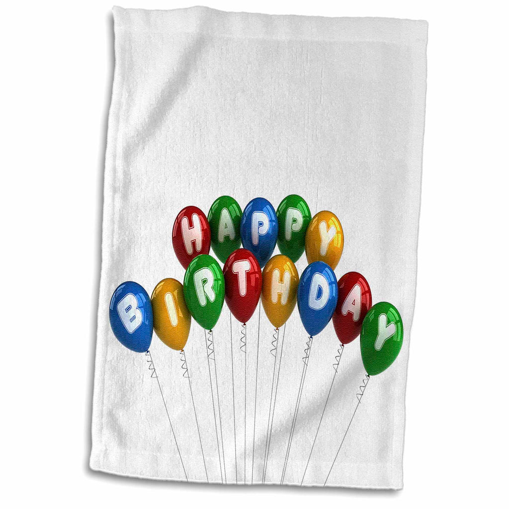 3dRose Carsten Reisinger - Illustrations - Arranged happy birthday balloons - Towels (twl-165646)