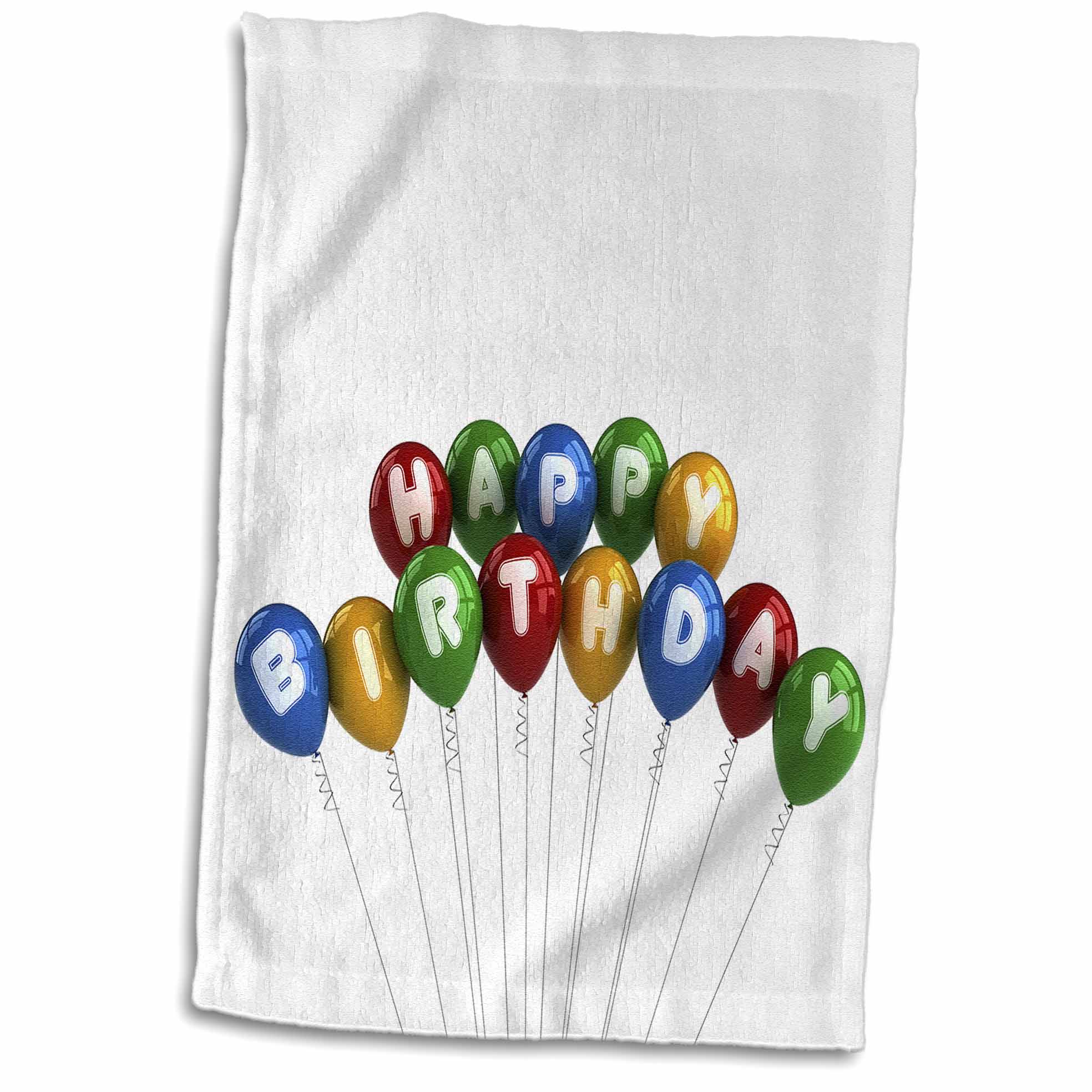 3dRose Carsten Reisinger - Illustrations - Arranged happy birthday balloons - Towels (twl-165646)
