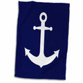 3dRose Navy Blue and White Nautical Anchor Design - Towels (twl-165798)