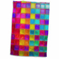 3dRose Checkered Multi Colored Squares in neon Bright Colors - Towels (twl-167140)