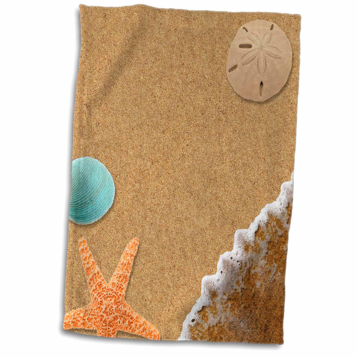 3dRose Janna Salak Designs Under The Sea - Sandy Beach with Shells - Towels (twl-172139)