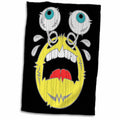 3dRose emoticon, distressed image, freakin crying, gray lineart on black - Towels (twl-173494)