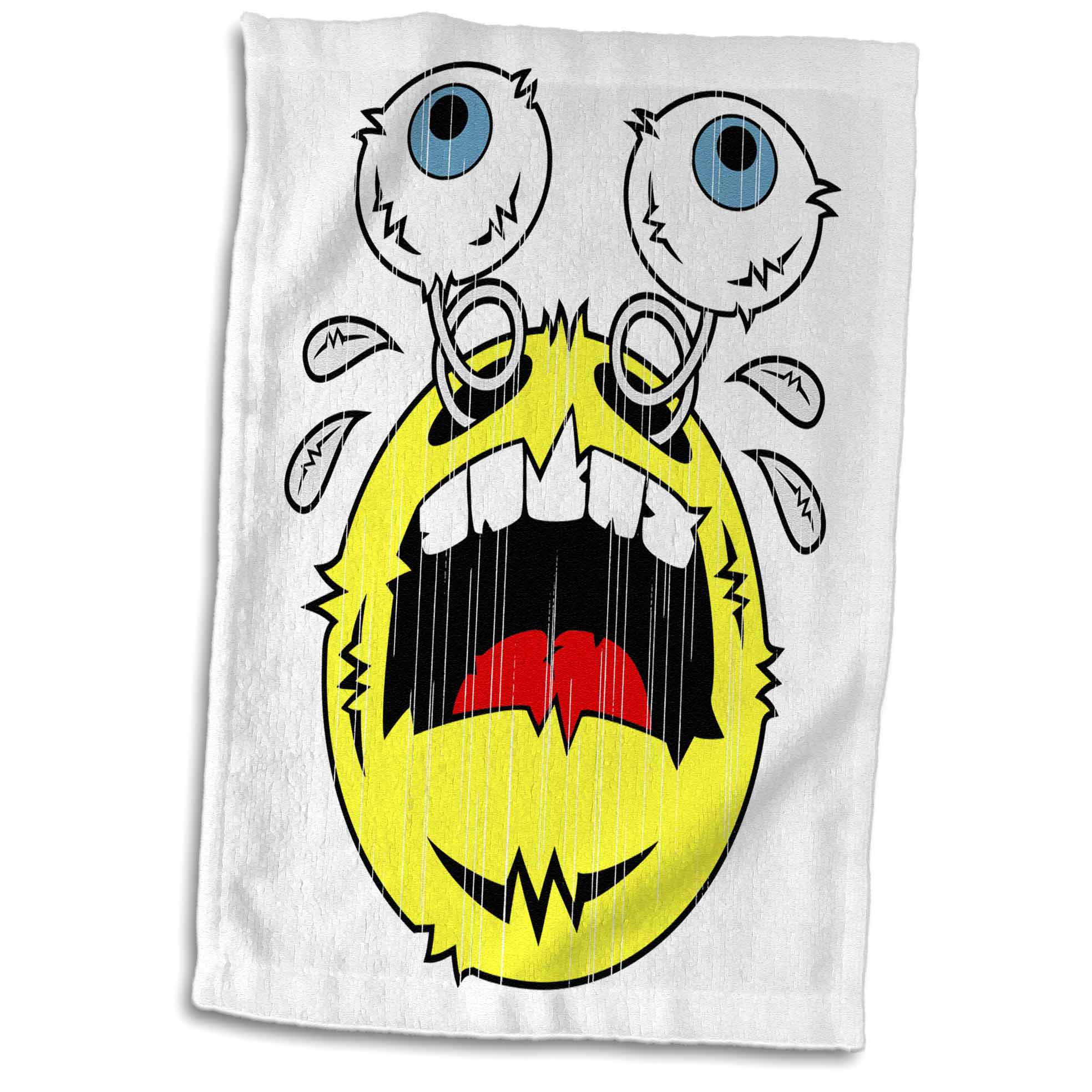 3dRose Freaking Emoticon Crying with Eyes Popped Out, Distressed Graphics - Towels (twl-173495)