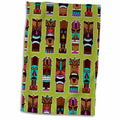 3dRose Janna Salak Designs Tiki Masks - Colorful Tiki Mask Pattern - Towels (twl-175366)