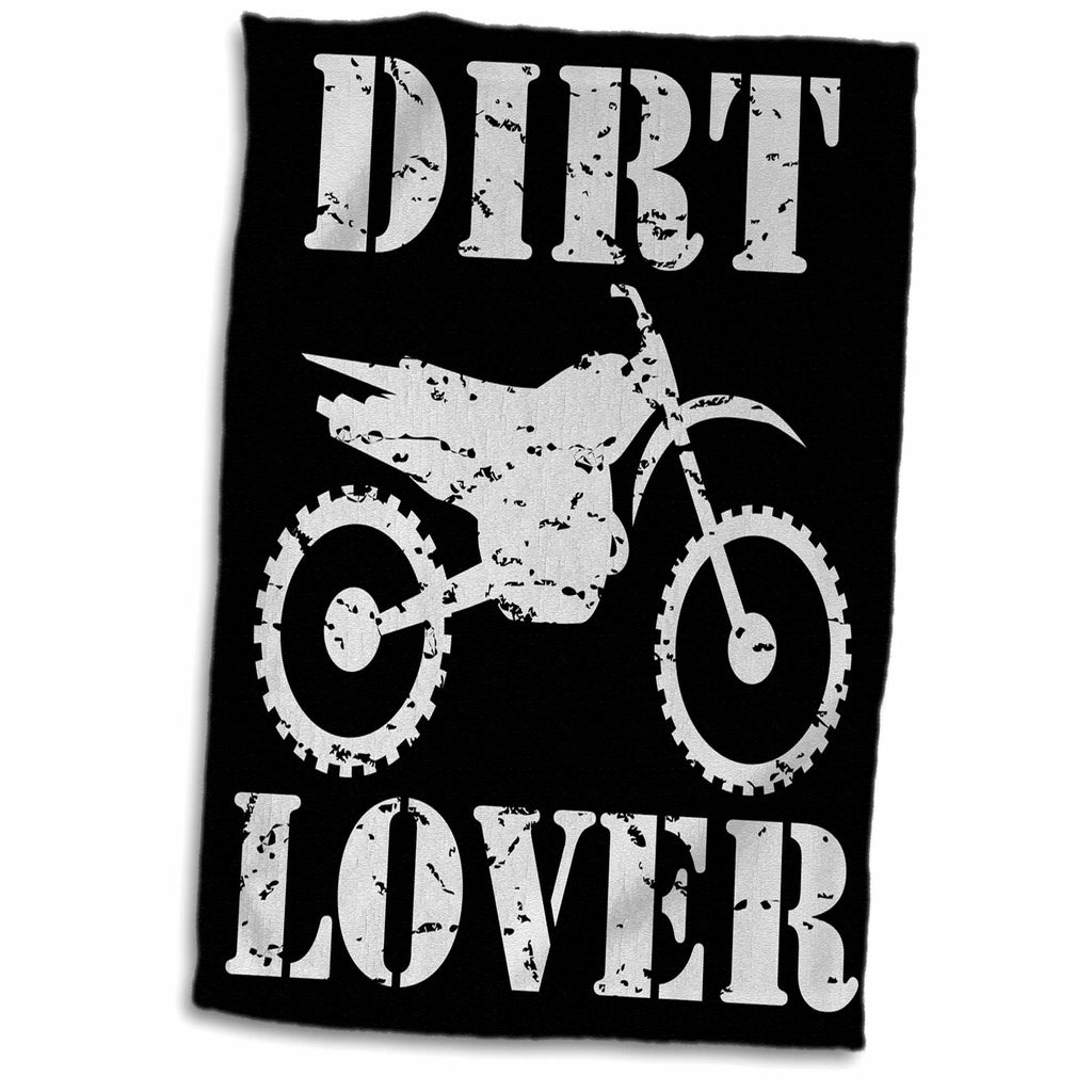 3dRose White image and dirt lover text with distressed dirt bike graphics - Towels (twl-180550)