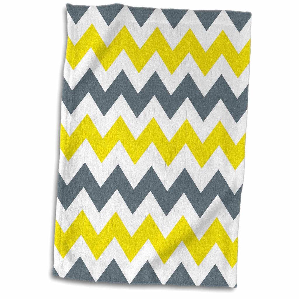 3dRose Taiche - Digital Art - Chevrons - Blue Gray Yellow and White Chevrons - Towels (twl-181617)