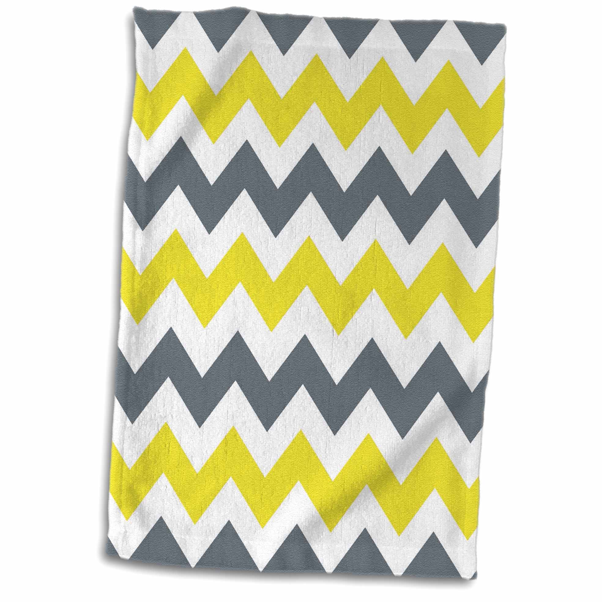 3dRose Taiche - Digital Art - Chevrons - Blue Gray Yellow and White Chevrons - Towels (twl-181617)