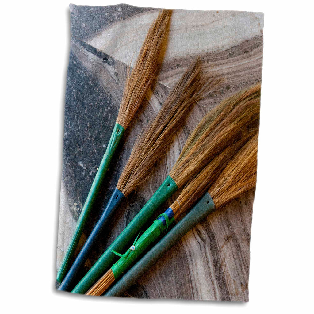 3dRose Jammu and Kashmir, Ladakh, Leh, Brooms in a Buddhist Temple. - Towels (twl-188098)