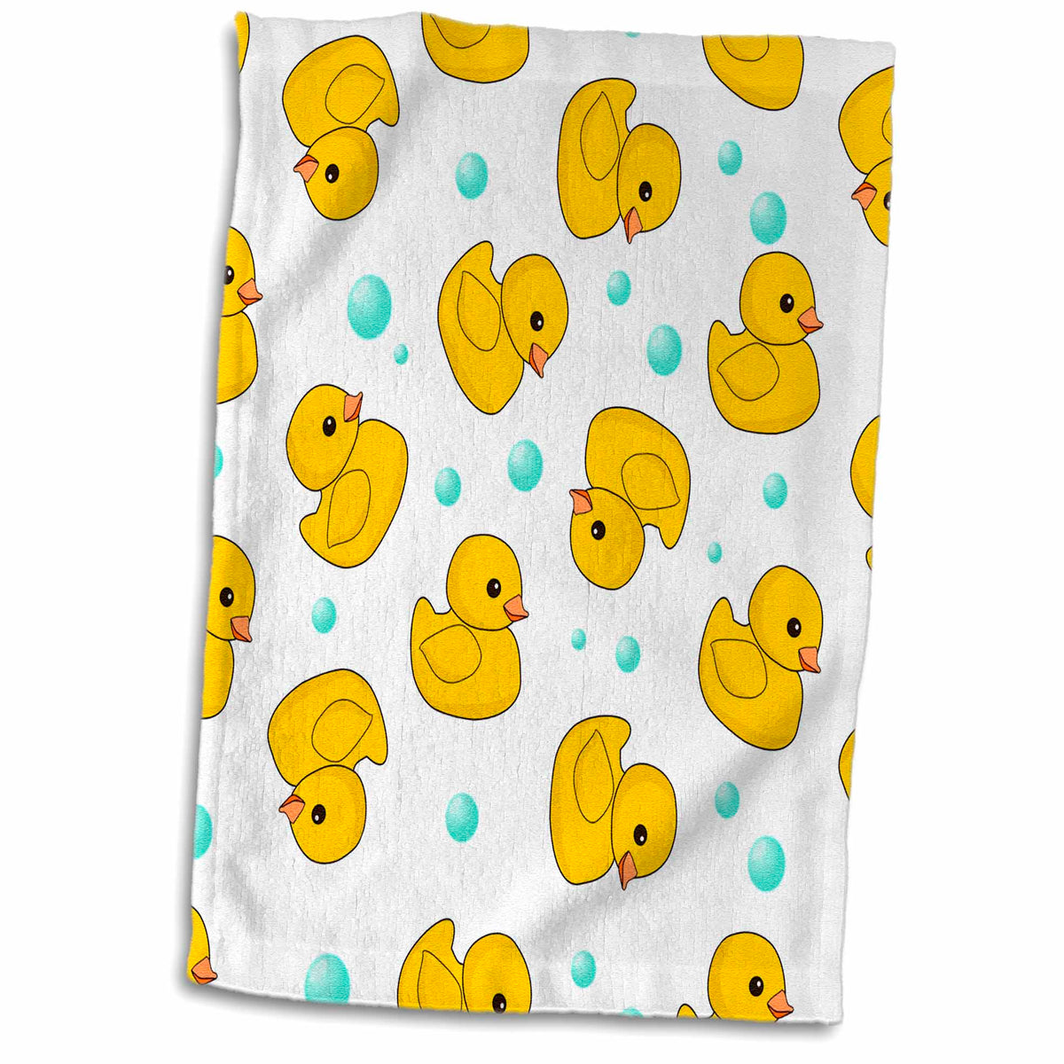 3dRose Cute Rubber Ducky Pattern on White. Yellow Ducks soap Bubbles. Duckies - Towels (twl-193779)