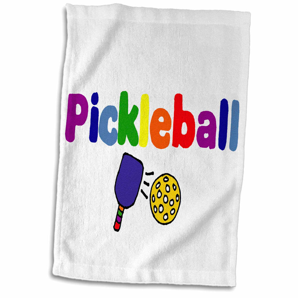 3dRose Colorful Pickleball Letters and Paddles - Towels (twl-200134)