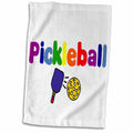 3dRose Colorful Pickleball Letters and Paddles - Towels (twl-200134)