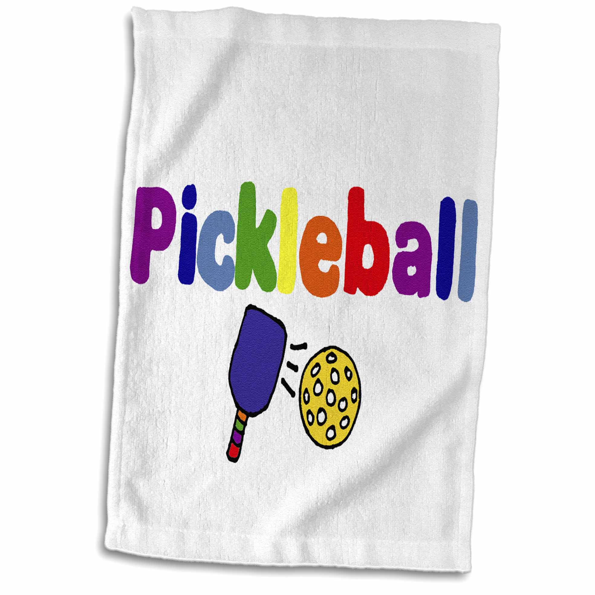 3dRose Colorful Pickleball Letters and Paddles - Towels (twl-200134)