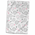 3dRose Janna Salak Designs Sports - Tennis Love Pattern Grey and Pink - Towels (twl-201737)