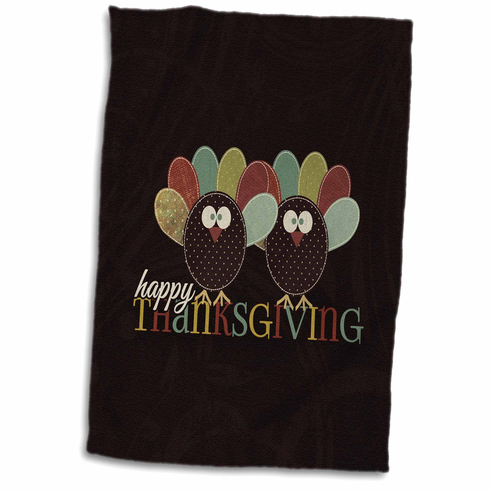 3dRose Cute Patchwork Thanksgiving Turkeys are a Sweet Pair for Harvest Season - Towels (twl-202991)