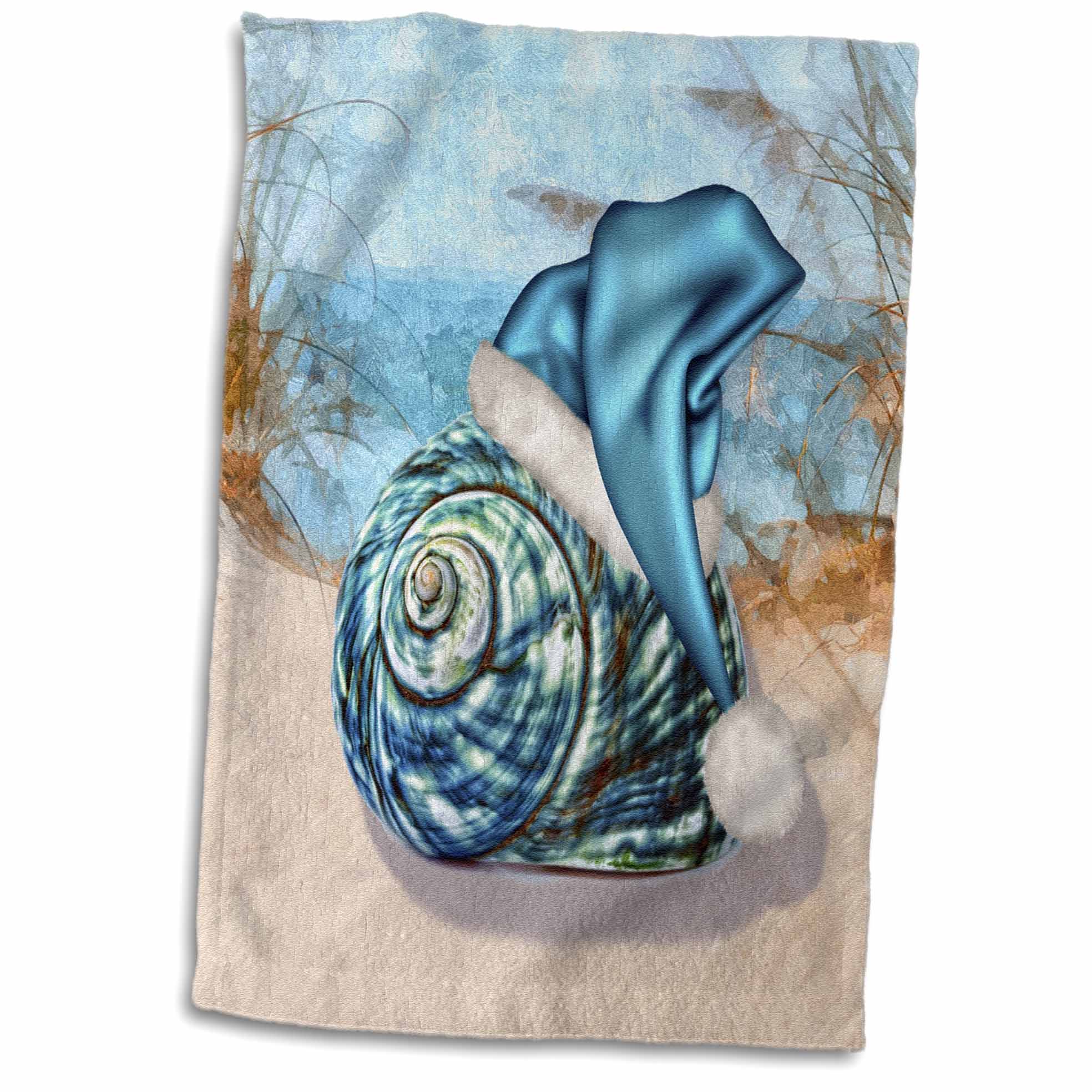 3dRose Coastal Beach Christmas Seashell Blue Santa Hat