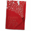 3dRose Happy New Year with Champaign and Cork on Red Background - Towels (twl-203114)