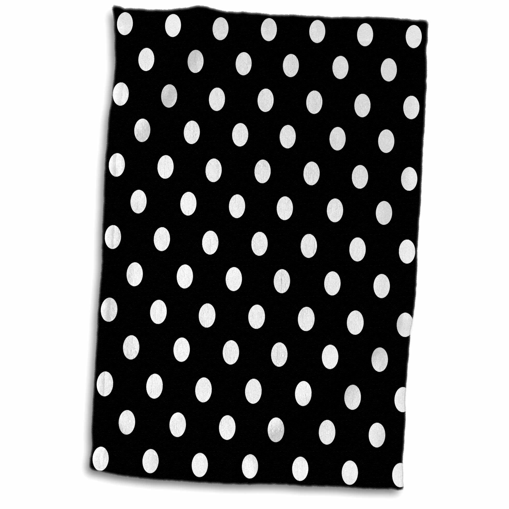 3dRose Black and White Polka Dot Print - Towels (twl-20402)