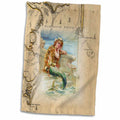 3dRose Print of Vintage Map Outer Banks With Mermaid - Towels (twl-204851)