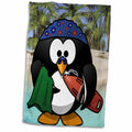 3dRose Cute Penguin Life Guard On A Beach Background - Towels (twl-210844)