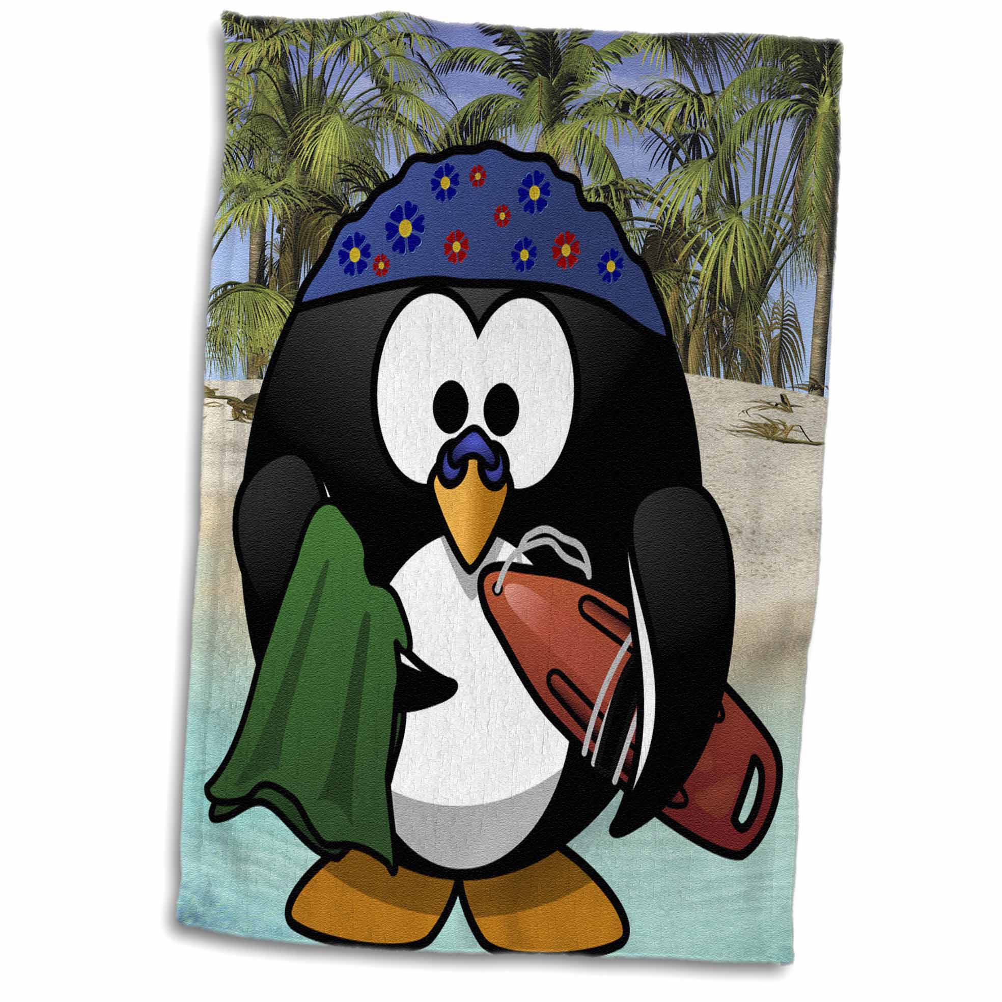 3dRose Cute Penguin Life Guard On A Beach Background - Towels (twl-210844)