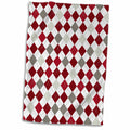 3dRose Red, Burgundy, Gray, and White Large Argyle Pattern - Towels (twl-210976)