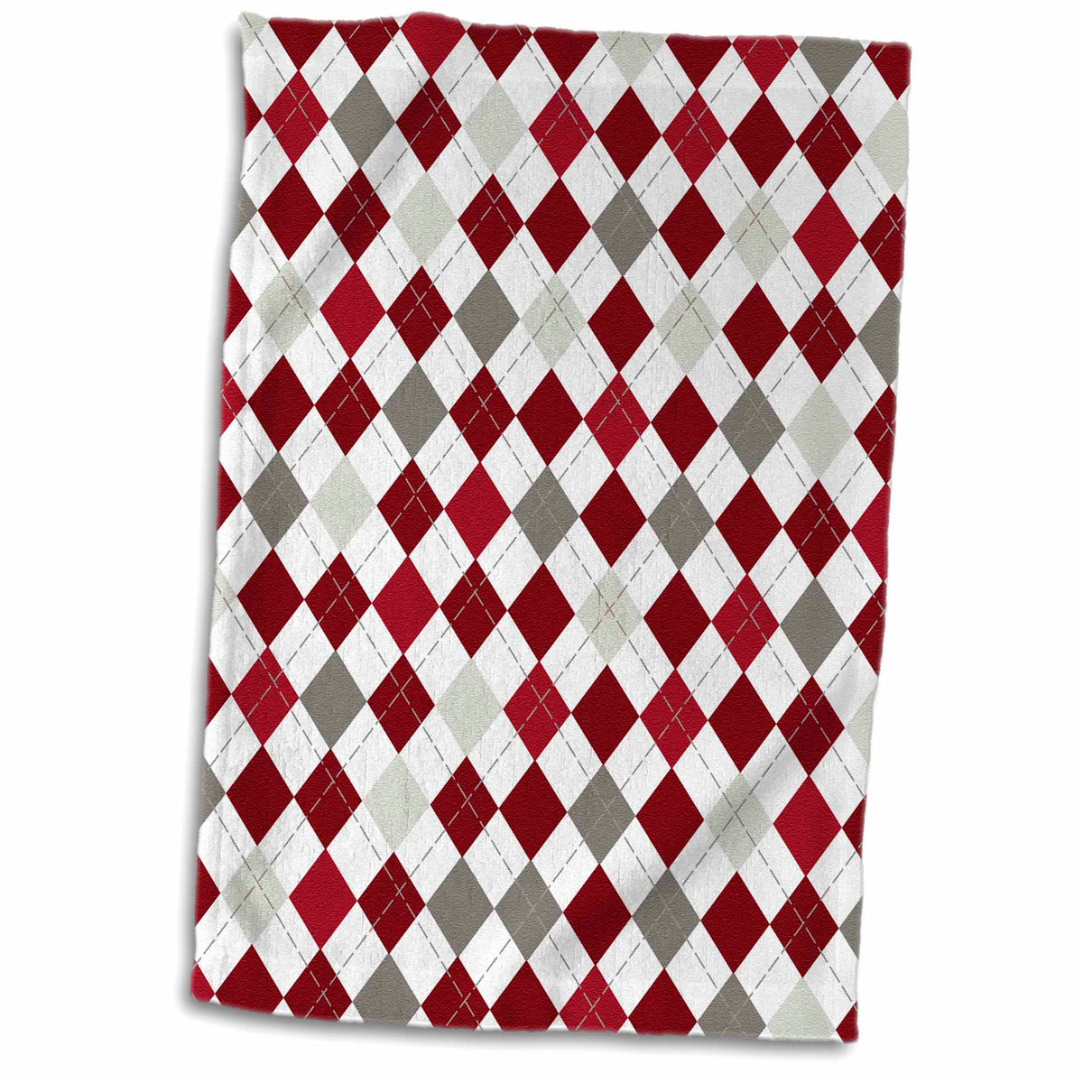 3dRose Red, Burgundy, Gray, and White Large Argyle Pattern - Towels (twl-210976)