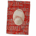 3dRose Large Baseball on The Words Baseball in Red - Towels (twl-211500)
