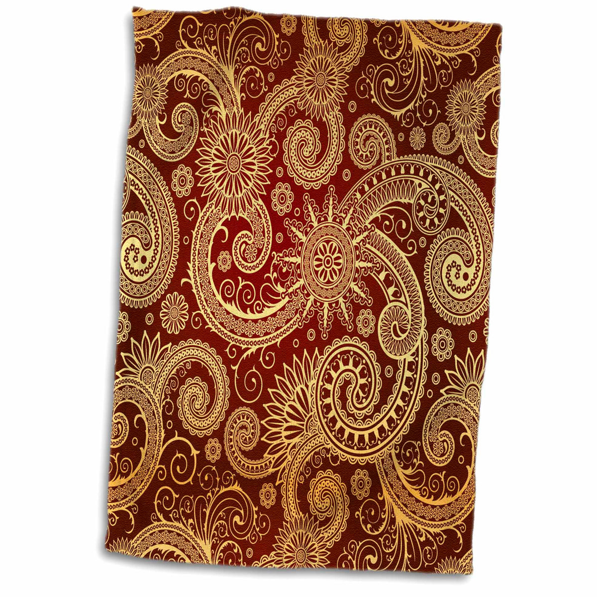 3dRose RinaPiro - Patterns - Pattern, Print Burgundy and Gold - Towels (twl-212005)