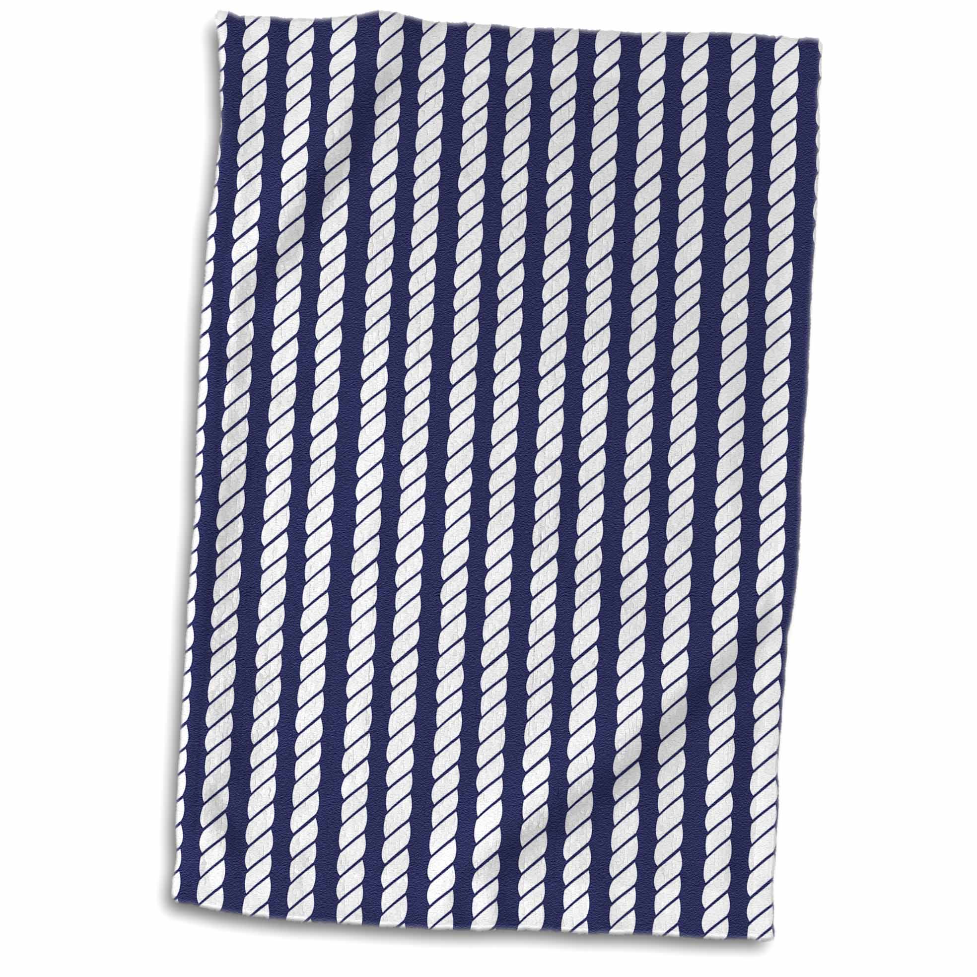 3dRose Janna Salak Designs Nautical - Navy Blue and White Nautical Rope Design - Towels (twl-212475)
