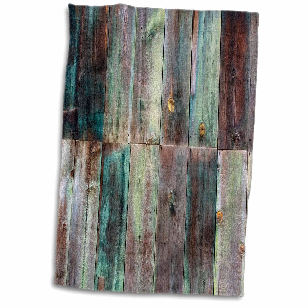 3dRose Photograph Of Turquoise and Brown Distressed Wood - Towels (twl-213532)