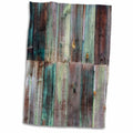 3dRose Photograph Of Turquoise and Brown Distressed Wood - Towels (twl-213532)