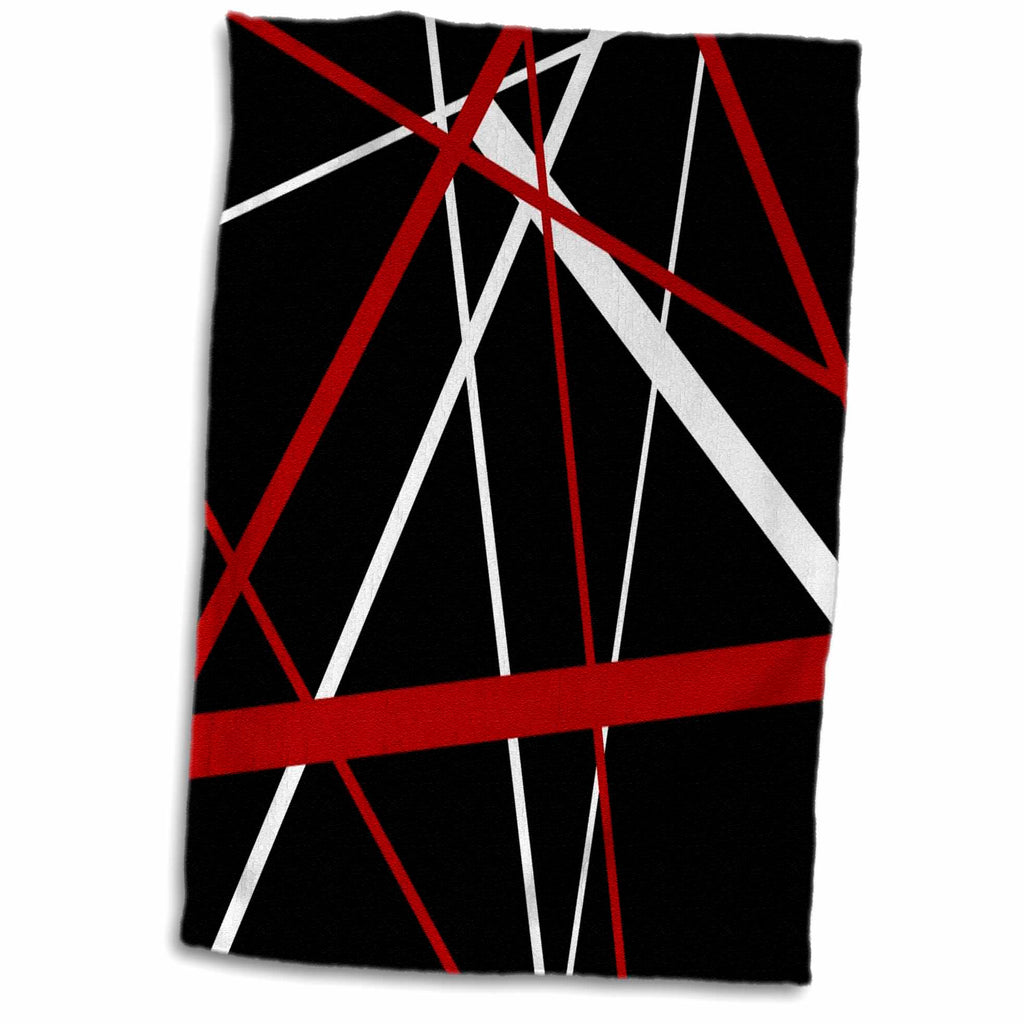 3dRose Red and White Stripes on A Black Background - Towels (twl-214093)