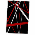 3dRose Red and White Stripes on A Black Background - Towels (twl-214093)
