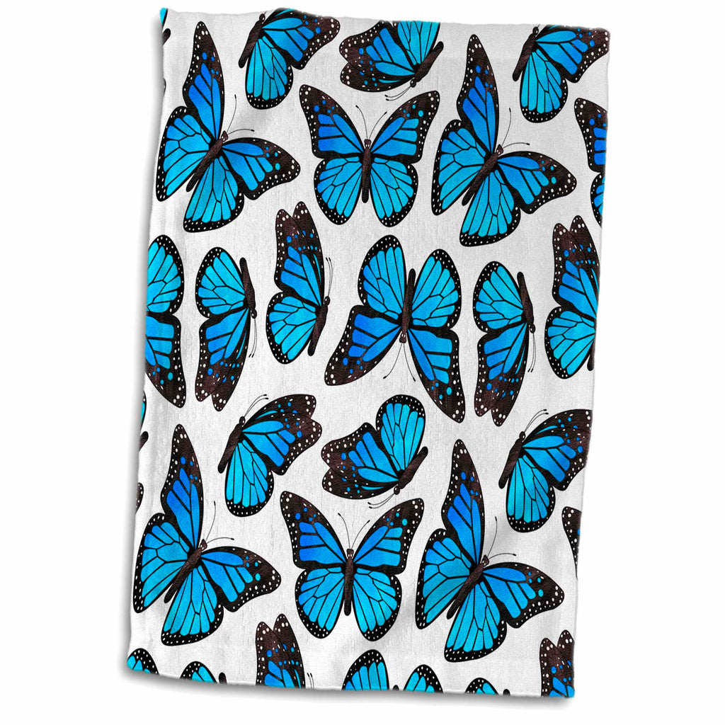 3dRose Janna Salak Designs Butterflies - Blue Monarch Butterflies - Towels (twl-214548)