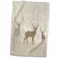 3dRose Deer Silhouettes Set Against Faded Forest Background in Earth Tones - Towels (twl-215932)