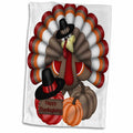 3dRose Cute Red, Orange, and Brown Turkey with Happy Thanksgiving - Towels (twl-216920)