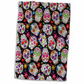 3dRose Anne Marie Baugh - Halloween - Colorful Tossed Sugar Skulls Pattern - Towels (twl-216983)