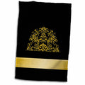 3dRose Image of Stylish Faux Gold Effect Art Nouveau Floral on Black... - Towels (twl-219217)