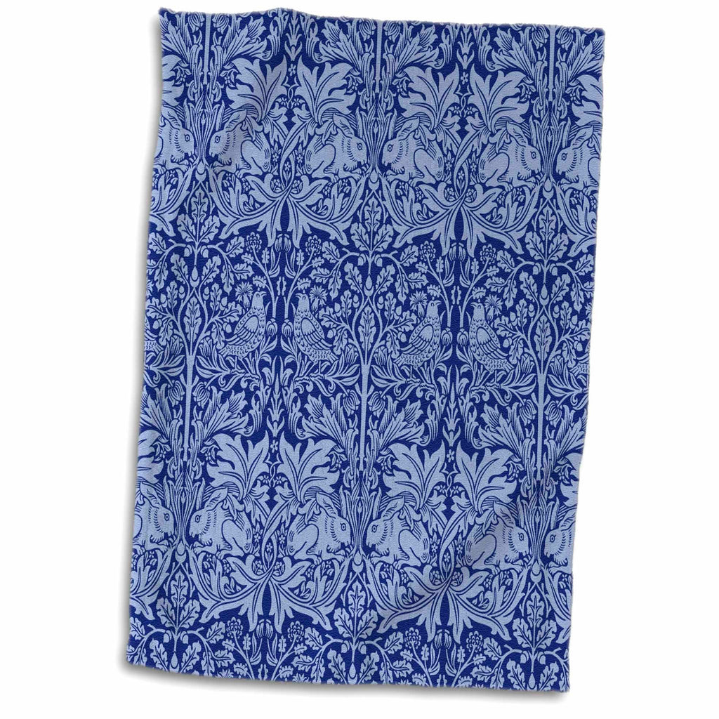 3dRose William Morris Brer Rabbit Chintz Pattern in Two Tone Blue - Towels (twl-219393)