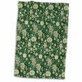3dRose William Morris Cherwell Chintz Pattern in Forest Green and Buttermilk - Towels (twl-219414)