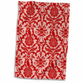 3dRose Bats, Ravens, Brains and Skulls Goth Horror Damask Pattern in Red - Towels (twl-220800)