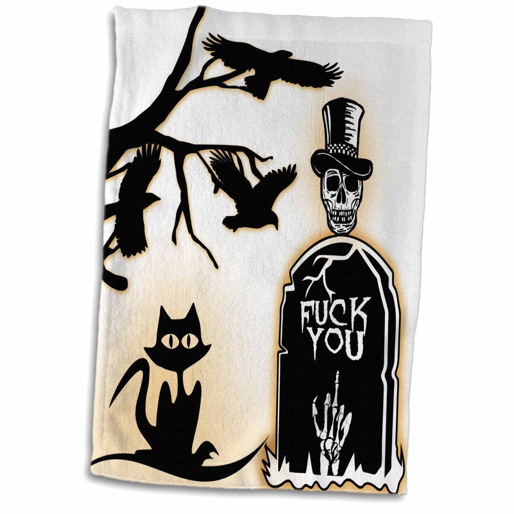 3dRose RinaPiro - Halloween Quotes - Fuck you. Halloween. R.I.P. Sugar skull. - Towels (twl-221544)