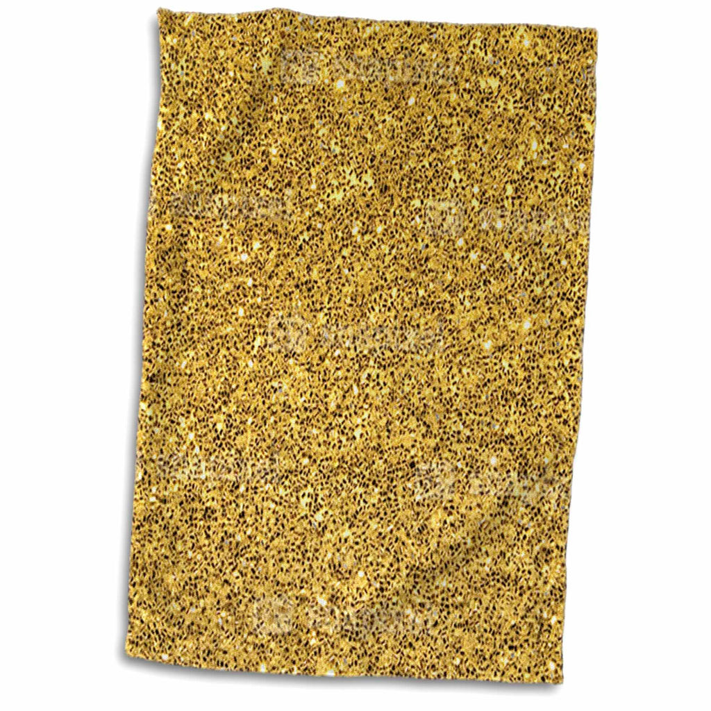 3dRose Florene - Designer Textures III - Print of Gold Sparkles Glitter - Towels (twl-221595)