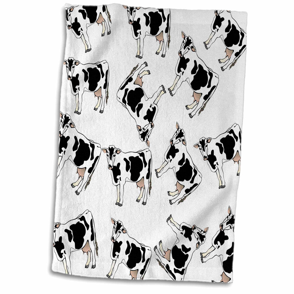 3dRose Florene - Décor III - Print of Cartoon Cow Toss Pattern - Towels (twl-221631)