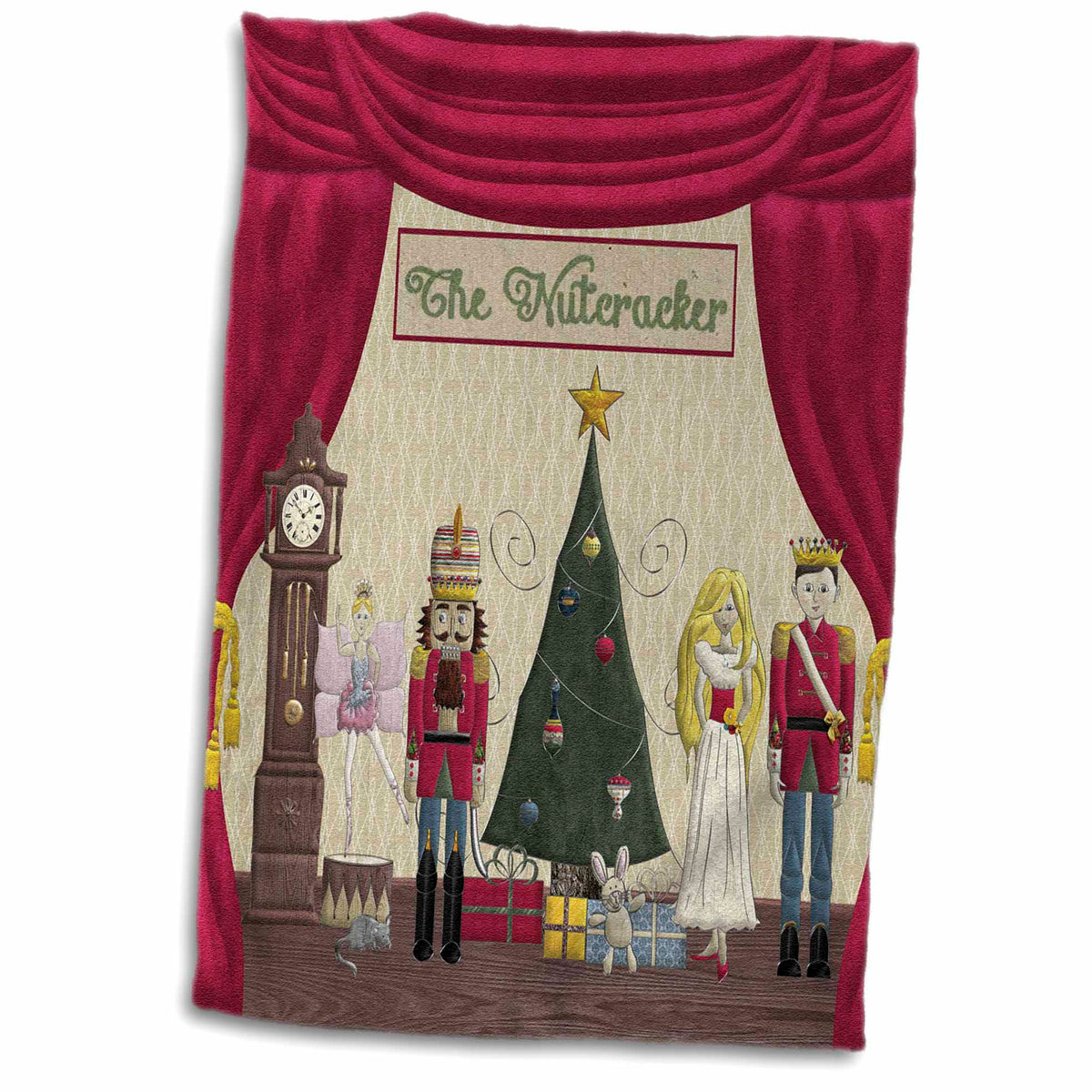 3dRose Nutcracker Prince, Sugar Plum Fairy, Mouse King, Snow Queen, Clock - Towels (twl-223585)