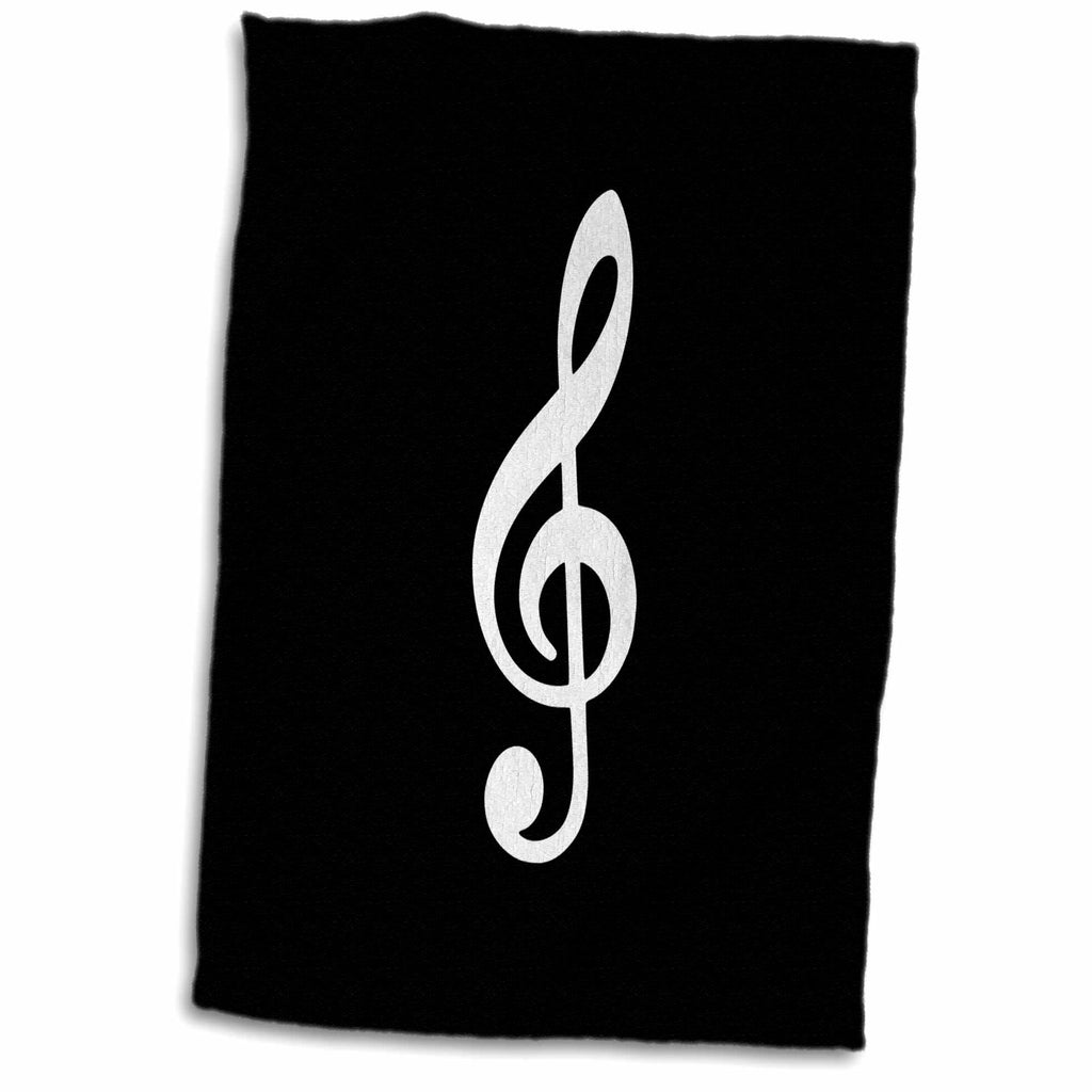 3dRose Black Treble Clef Music Notation - G clef musical note musician gift - Towels (twl-232104)
