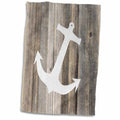 3dRose Florene - Nautical Décor - Image of White Anchor On Weathered Planks - Towels (twl-233020)