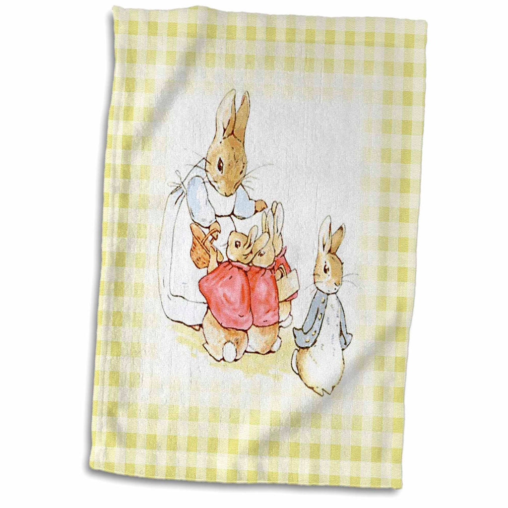 3dRose Image of Peter Rabbit On Cream Checks - Towels (twl-234301)